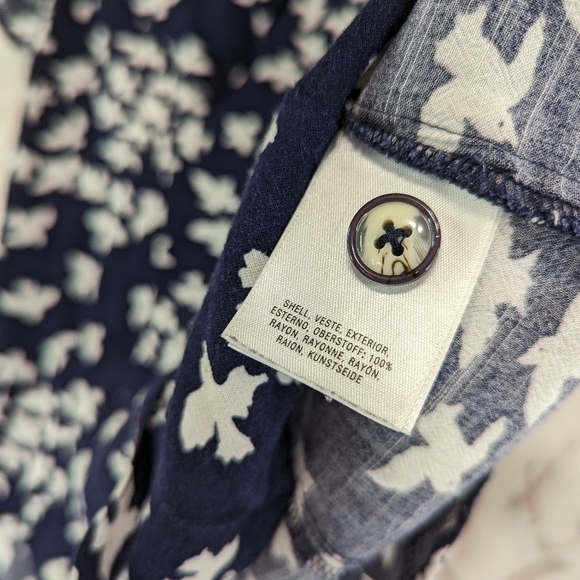 Anthropologie Top Women XS 0 Blue Bird Print Collar Crop Swallow Maeve - Picture 8 of 10